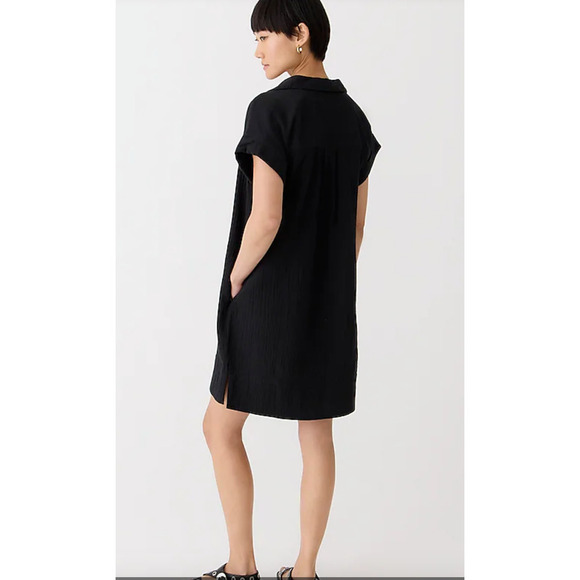NWT $118 J.Crew V-Neck Shirtdress in Soft Gauze Black Size XXS BP864 - Picture 2 of 2